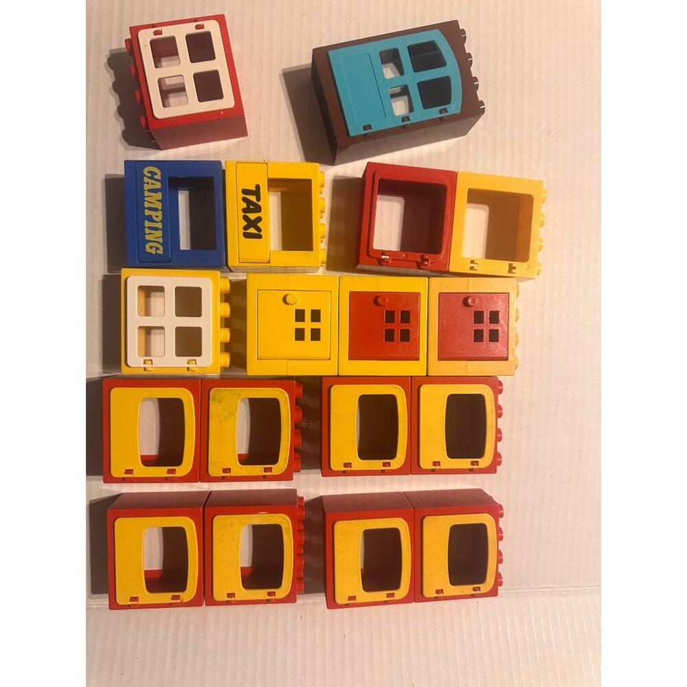 Vintage Lego Duplo 18 Window &‎ Door Pieces Assorted Lot taxi camping